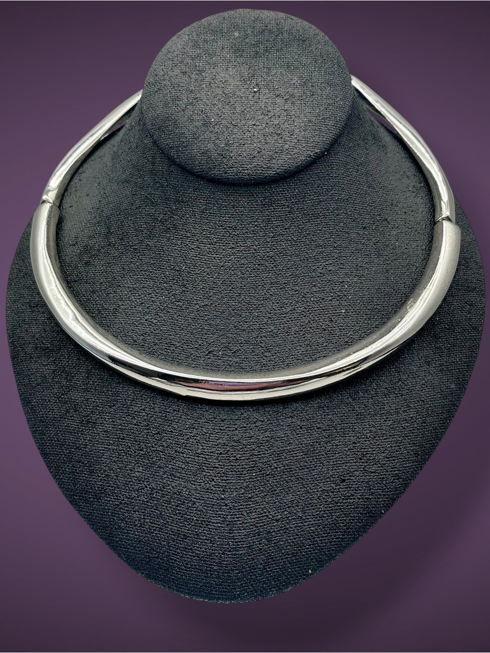 Chico's Silver Tone Sleek Hinged Collar Choker Statement Necklace